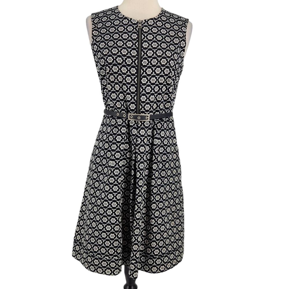 Marc New York Balck White Floral Fit Flare Dress Womens Size 6